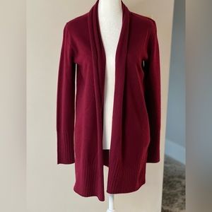 Nicole Miller 100% Cashmere Burgundy Open Cardigan Duster NEW Size S
